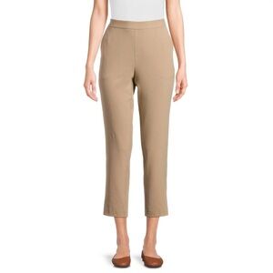 Time and Tru Women's Tapered Pull On Pants, 27" Inseam, Size Small (4-6), Beige